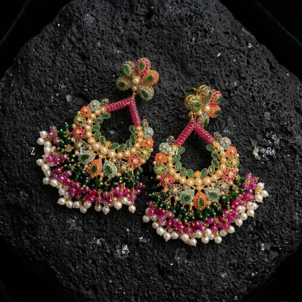 Naurattan Multi-Stone Chandelier Earrings