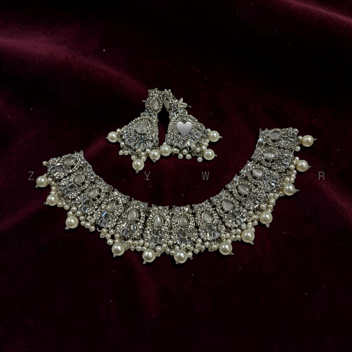 Silver Egyptian Necklace Set with Tikka
