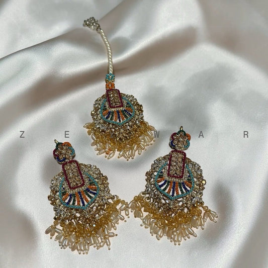 Naurattan earring with tika premium quality