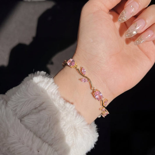 Stainless Steel Floral Tulip Bracelet