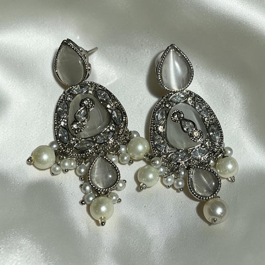 Silver Egyptian Style Drop Earrings
