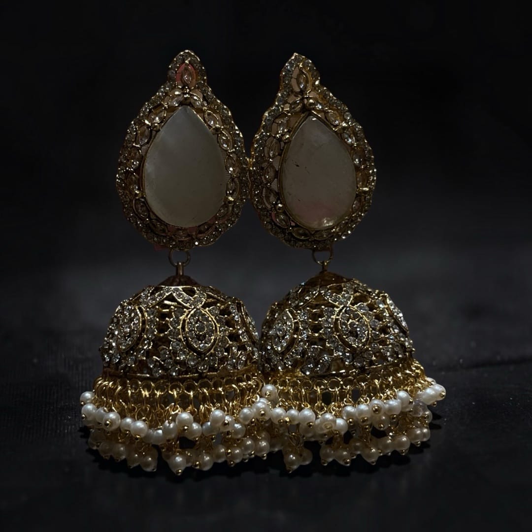 Zircon Heavy Gajra Jhumka Earrings