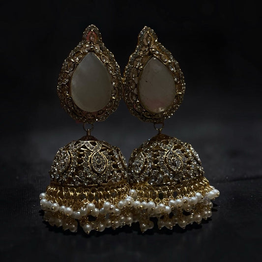 Zircon Heavy Gajra Jhumka Earrings