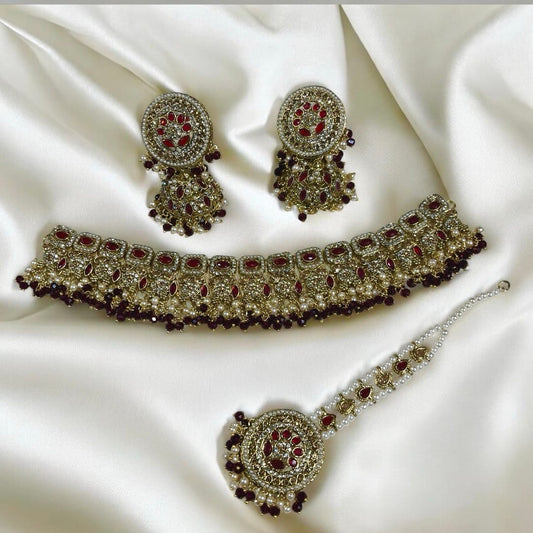 Heavy necklace set with tika premium quality