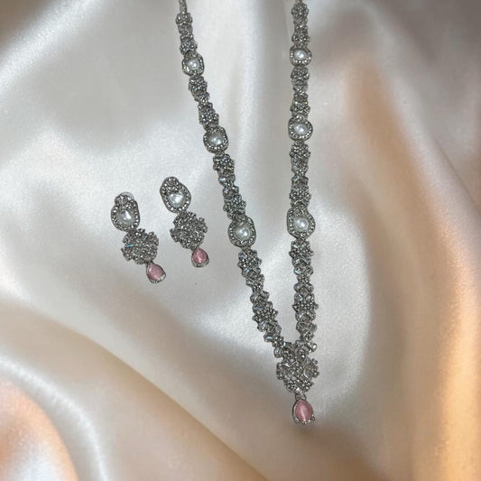 Silver Mother Pearl Long Mala Set