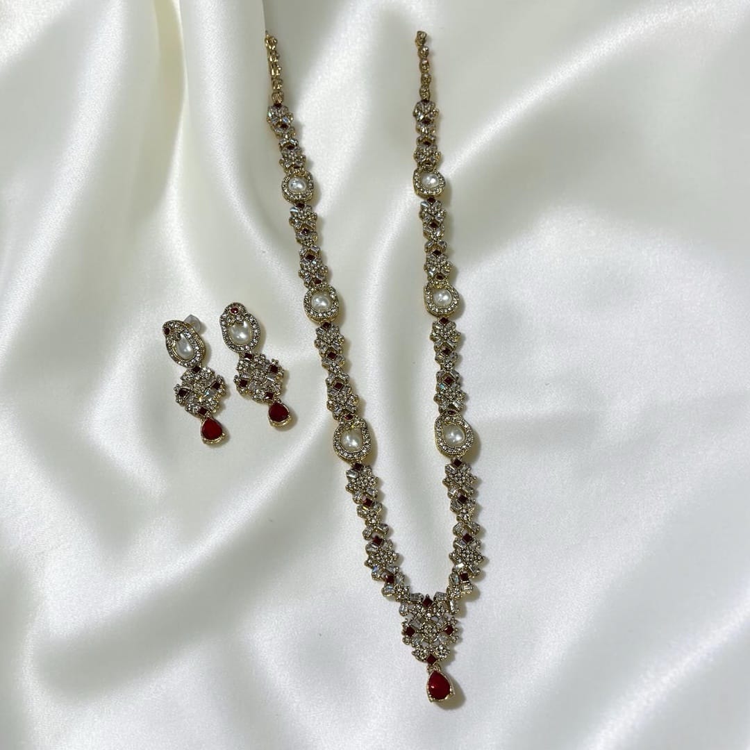 Silver Mother Pearl Long Mala Set